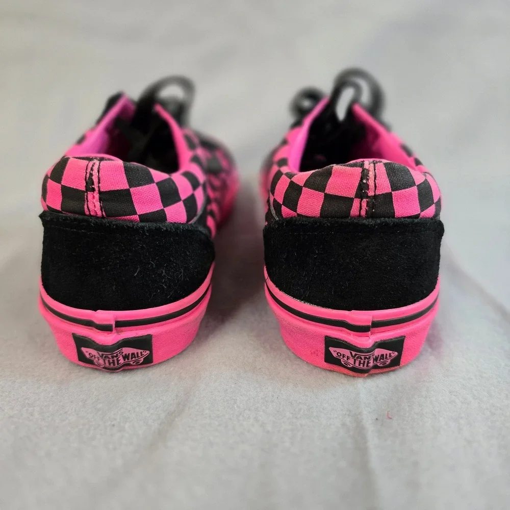 Vans‎ Old Skool Pink Black Checkerboard Skate Shoes Kids 3.5 Low Top Sneakers